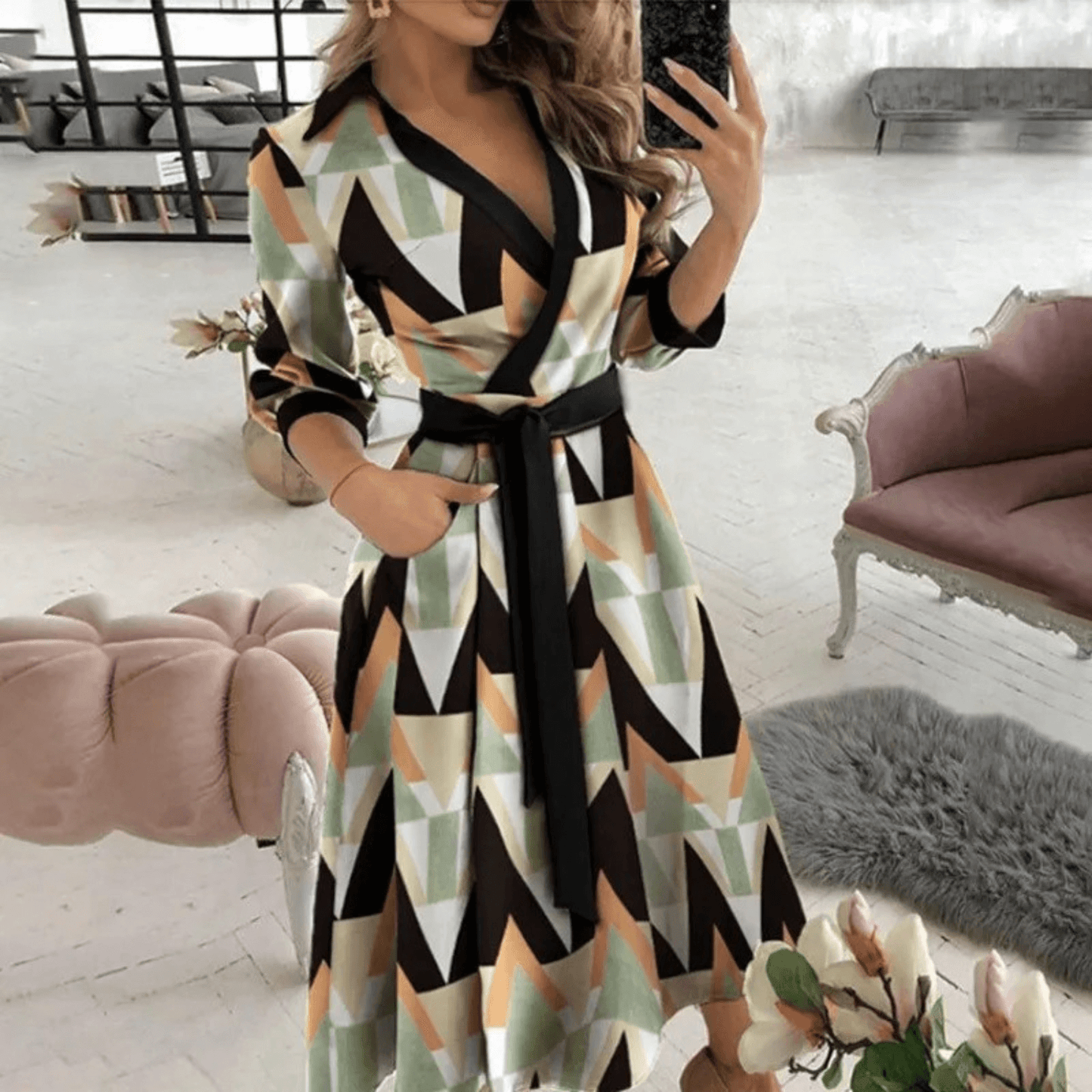 Ladies' Waist Cinch Wrap Dress