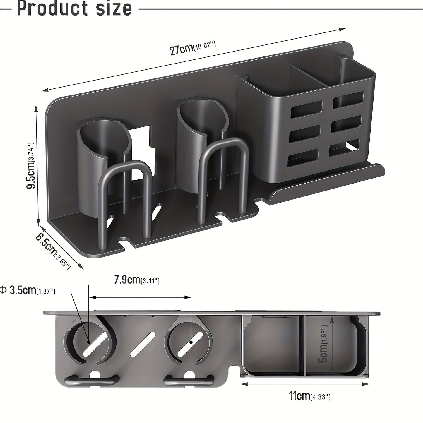 Sleek Wall Mount Toothbrush Holder with Drainage Slots
