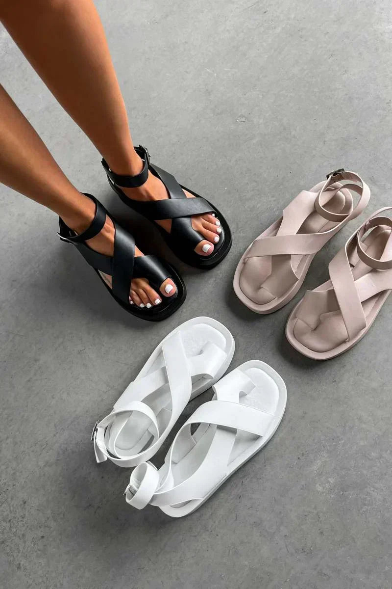 Ladies High Heel Summer Sandals with Cross Straps