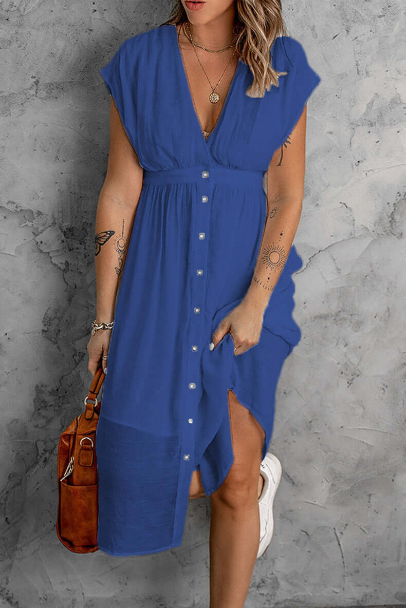 Ladies' Casual Long Sleeve V Dress