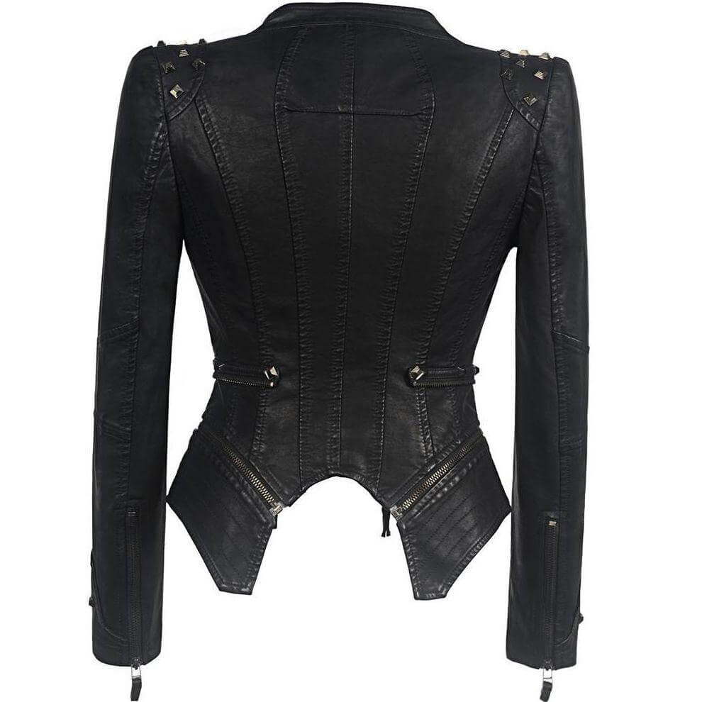 Edgy Faux Leather Biker Jacket