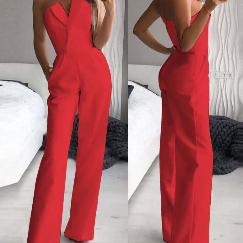 Women's Sleeveless Flowy Jumpsuit with Side Pockets