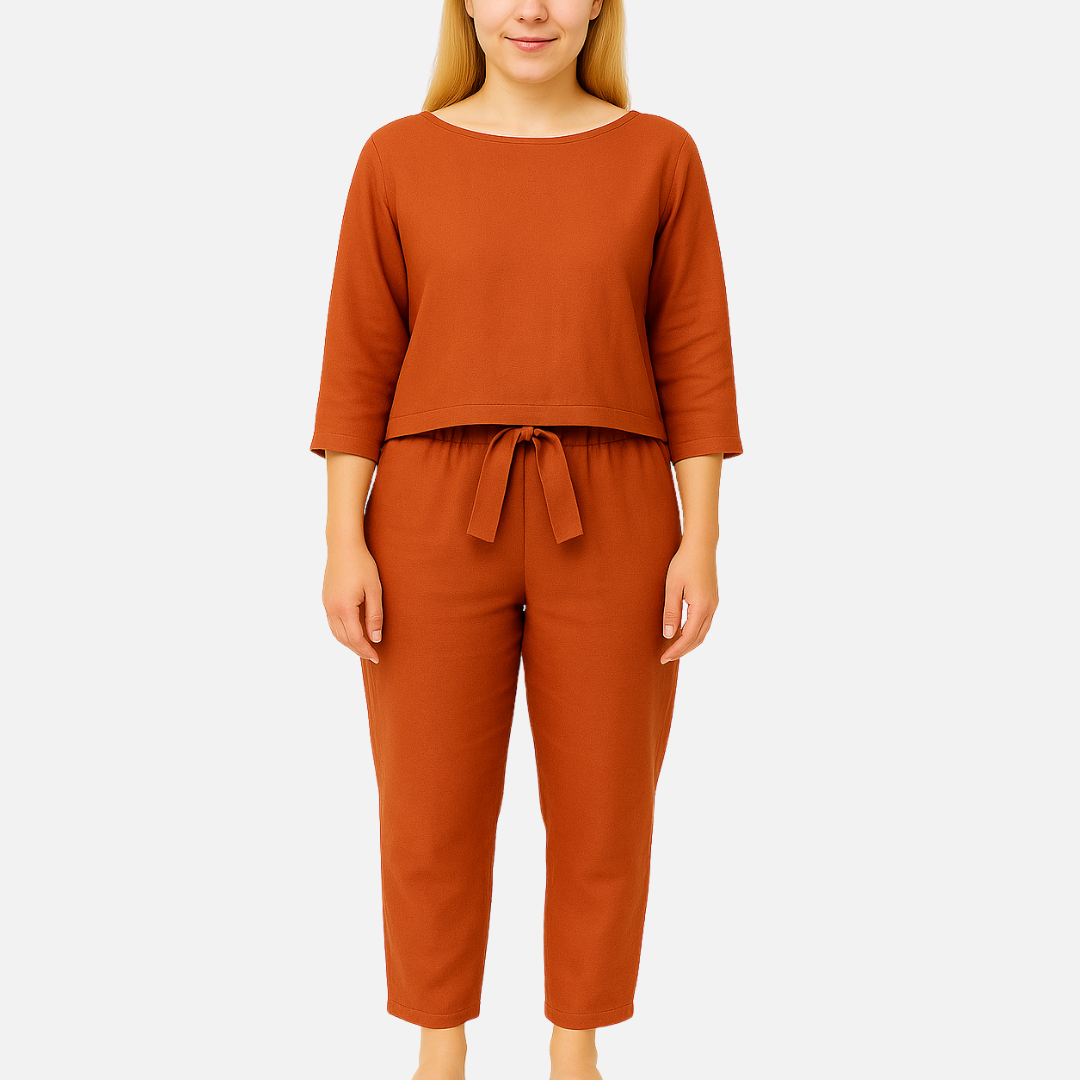 Women's Linen Co-ord Set - Breathable Summer Top & Trousers