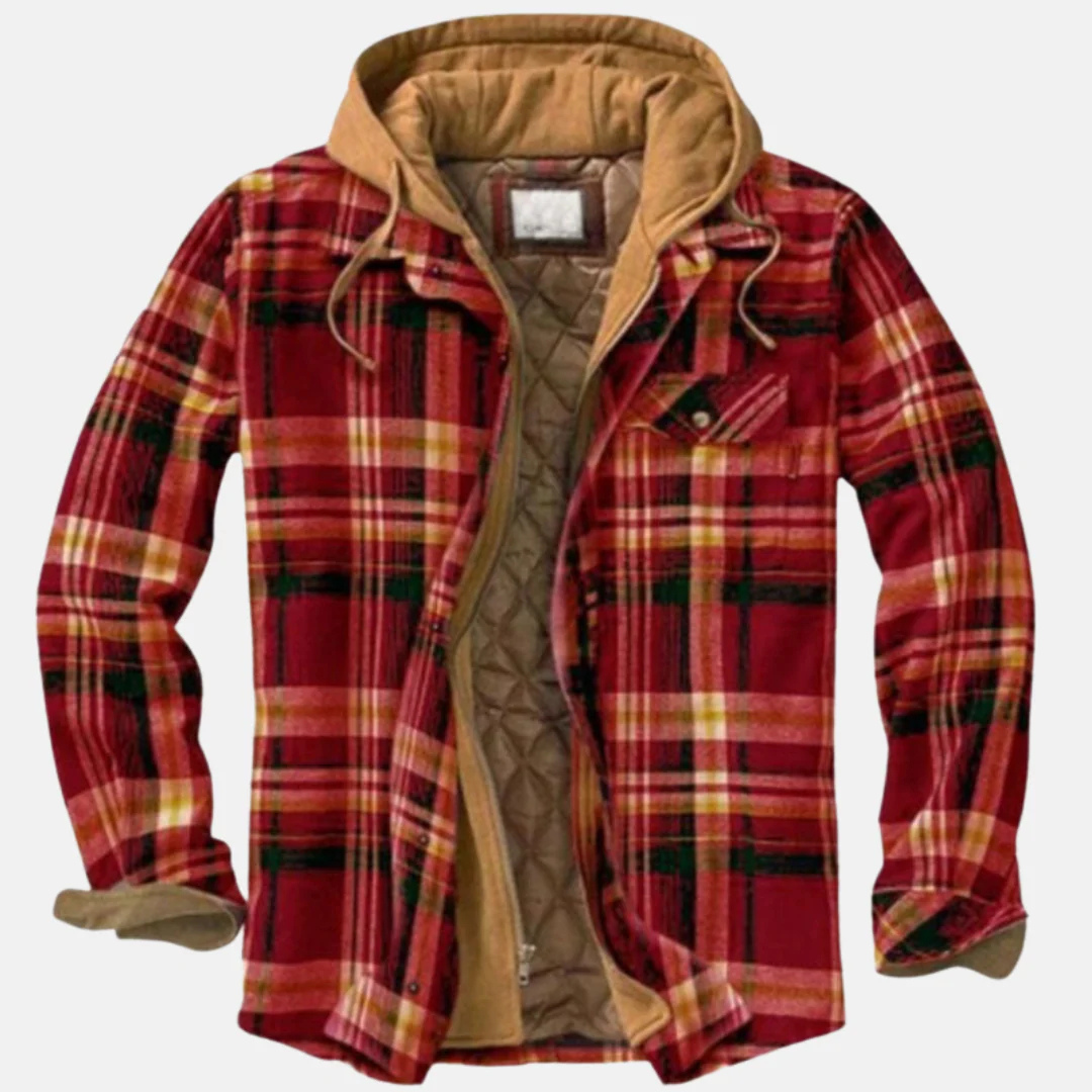 Arman | Men's Quilted Plaid Hooded Jacket