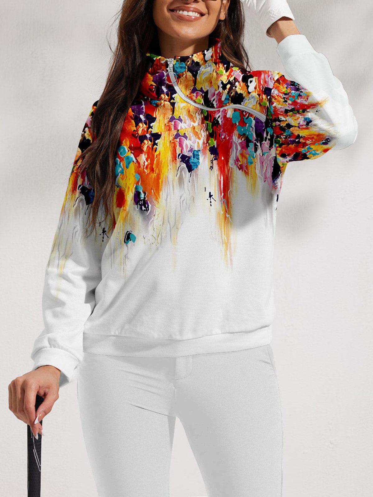 Graphic Print Golf Pullover Sweatshirt