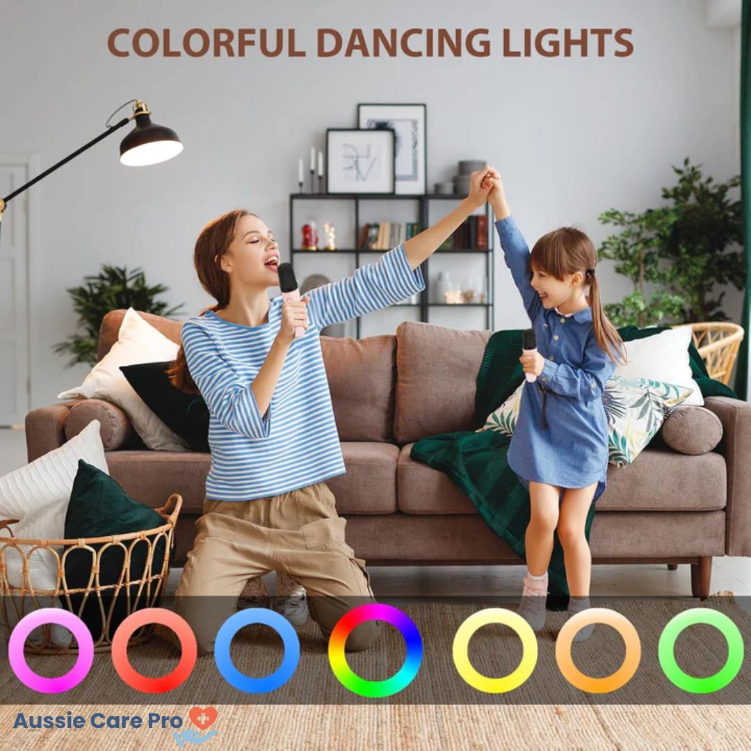 Fun Portable Karaoke System with Microphones and Lights