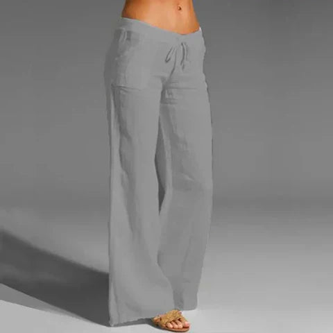 Comfortable Women's Loose Fit Linen Pants with Stretch Waist