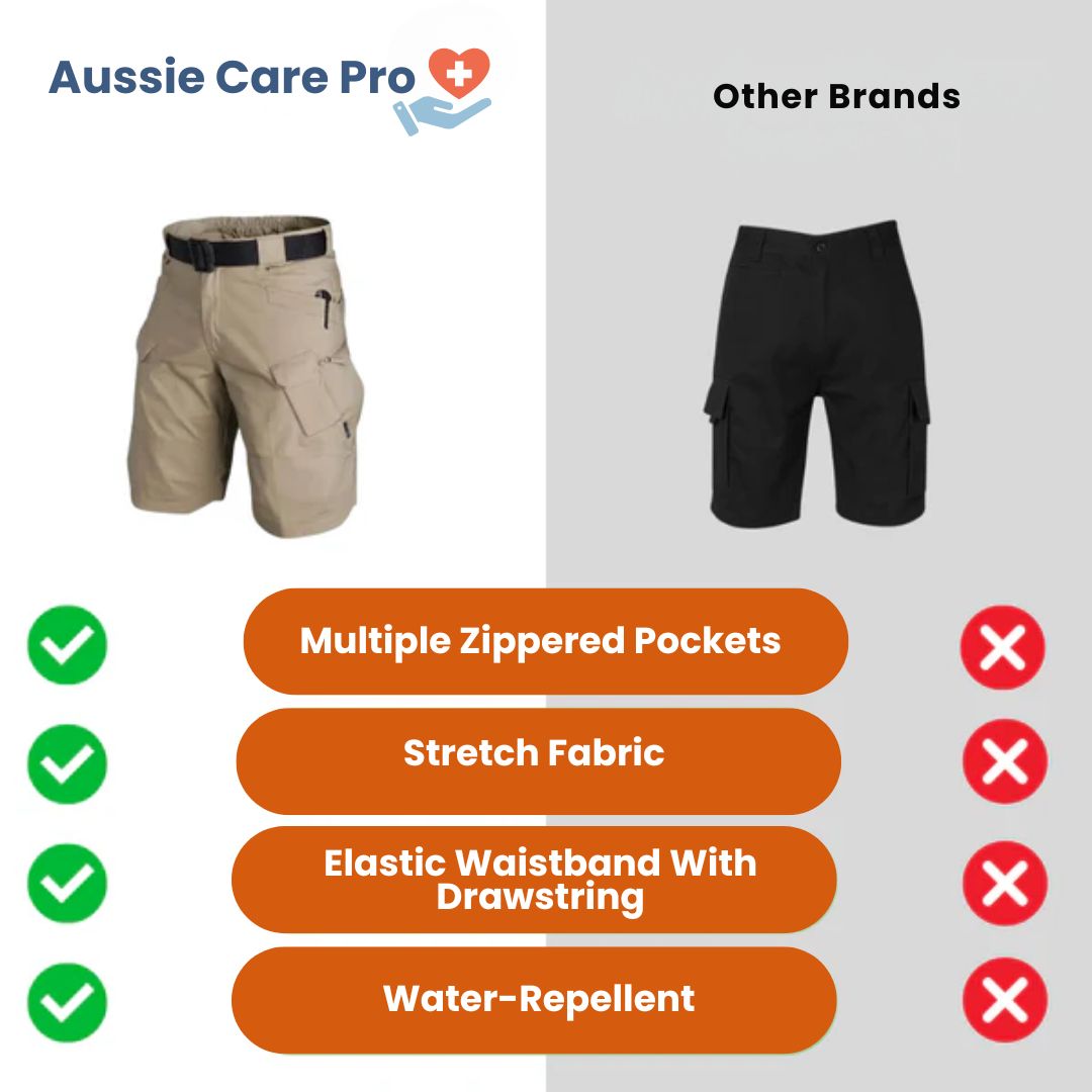 Comfortable Hiking Shorts - Elastic Fit with 6 Pockets
