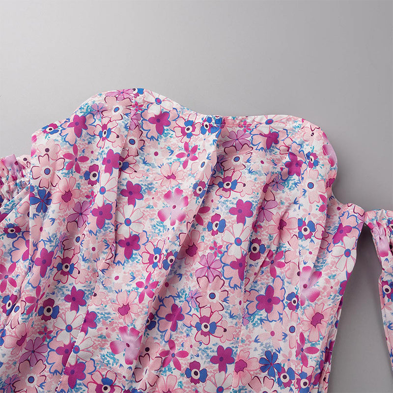 Ladies' Cute Floral Cold Shoulder Blouse