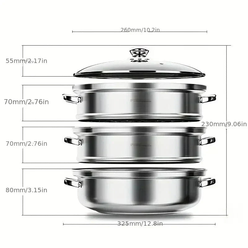 Easy 3 Tier Food Steamer with Glass Lid
