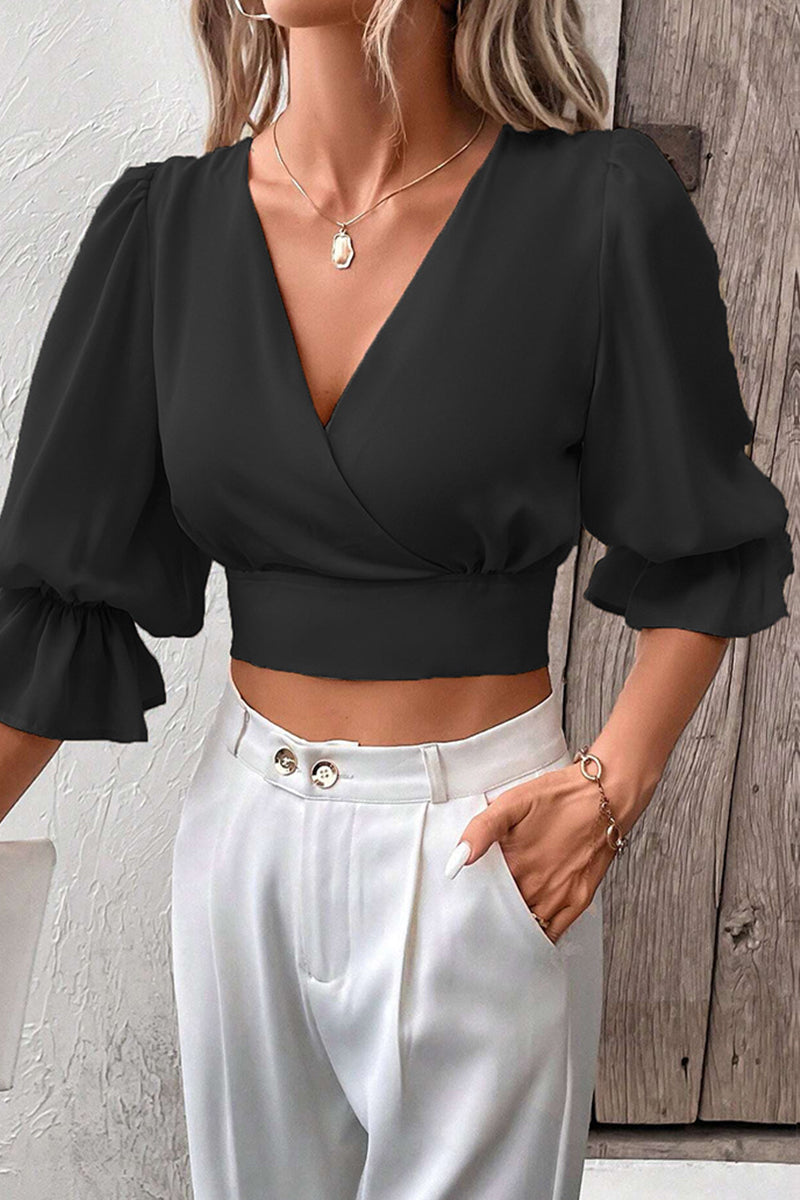 Fashionable Short Sleeve Women's Crop Top