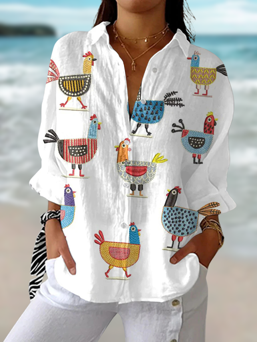 Fun Chicken Print Top - Luxivelle