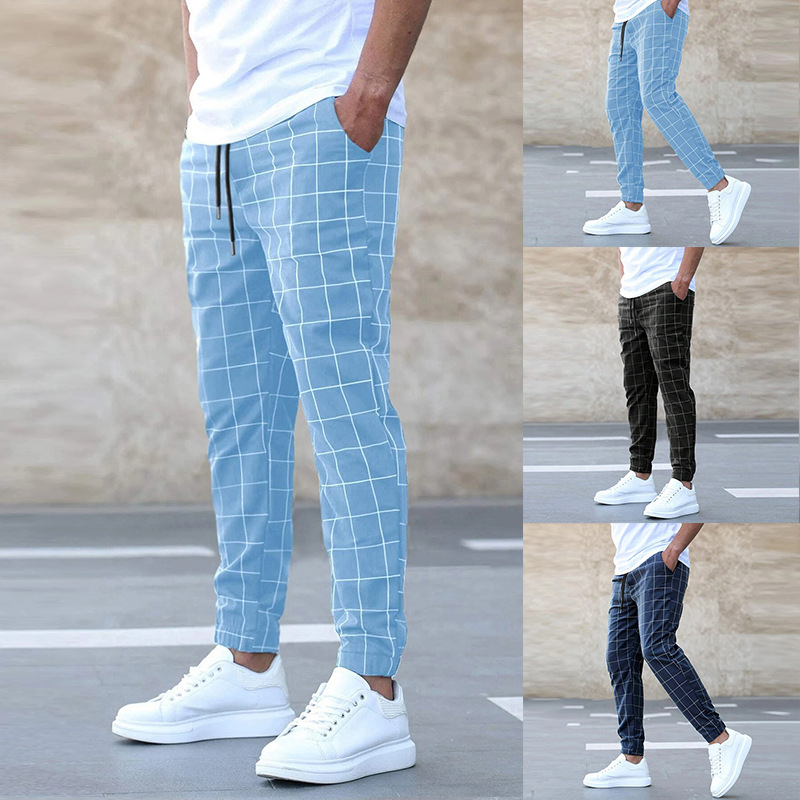Lightweight Mens Casual Plaid Sweatpants