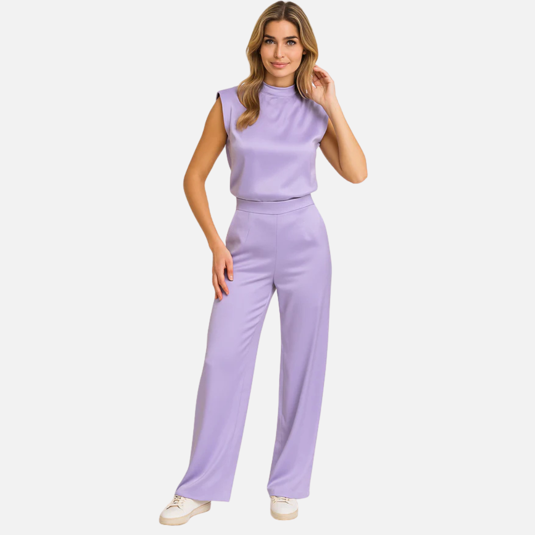 Elsa | Women's Satin High Neck Jumpsuit