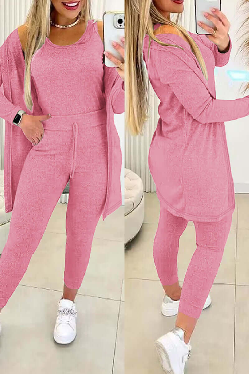 Women's 3-Piece Crew Neck Top & Legging Set