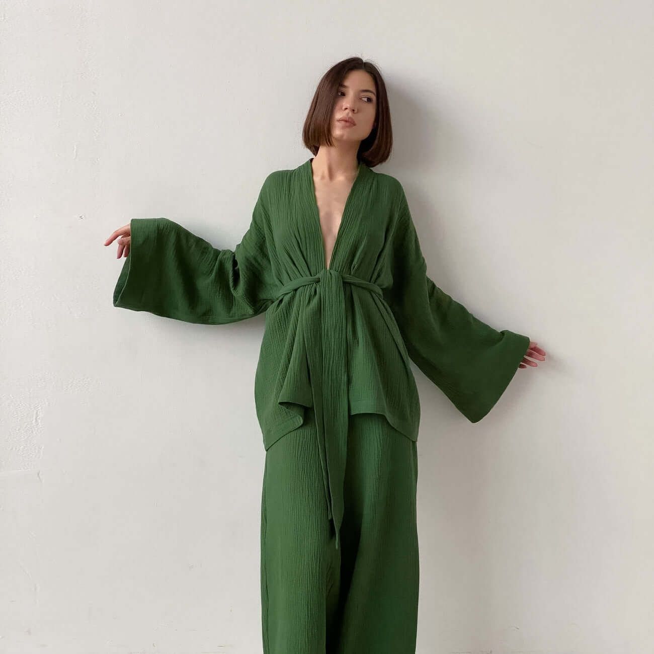Ladies' 2-Piece V-Neck Shirt & Pants Set