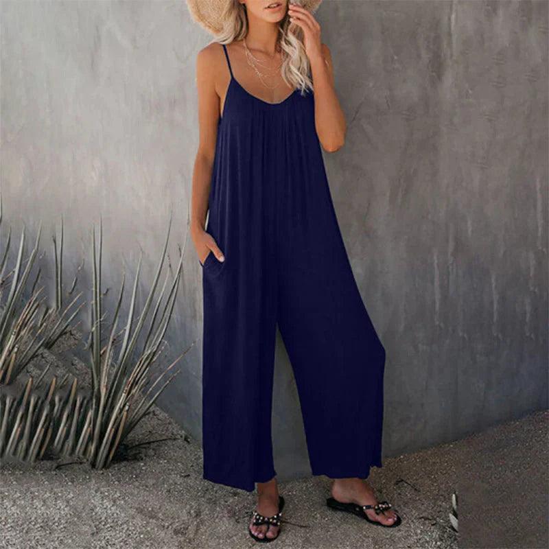 Casual Summer Sleeveless Jumpsuit with Pockets