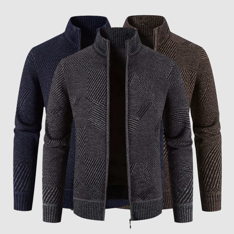 Men's Patterned Knit Sweater Coat
