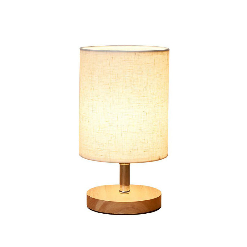 Simple Wooden Desk Lamp with Linen Shade