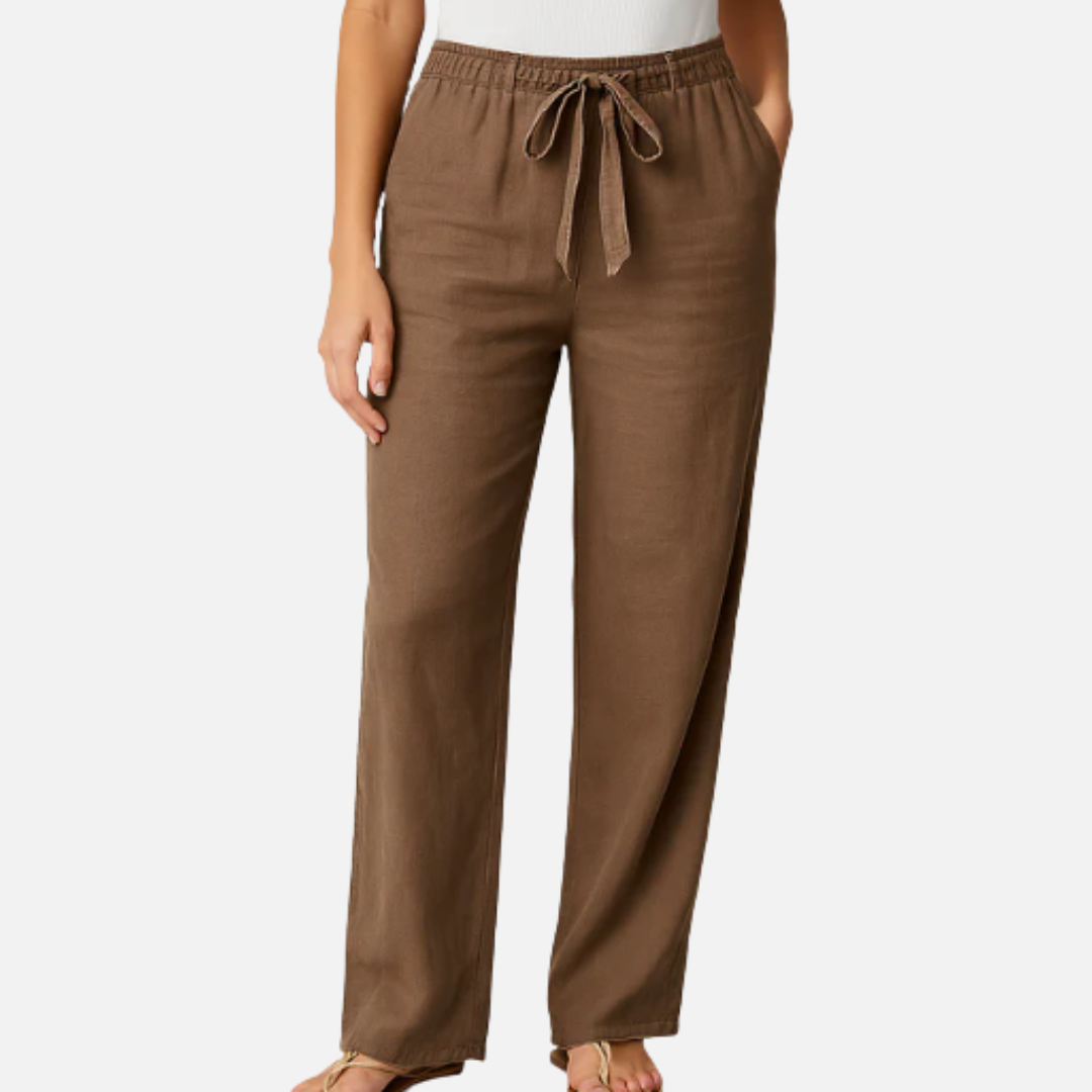 Nida | Women's Tie Waist Linen Trousers
