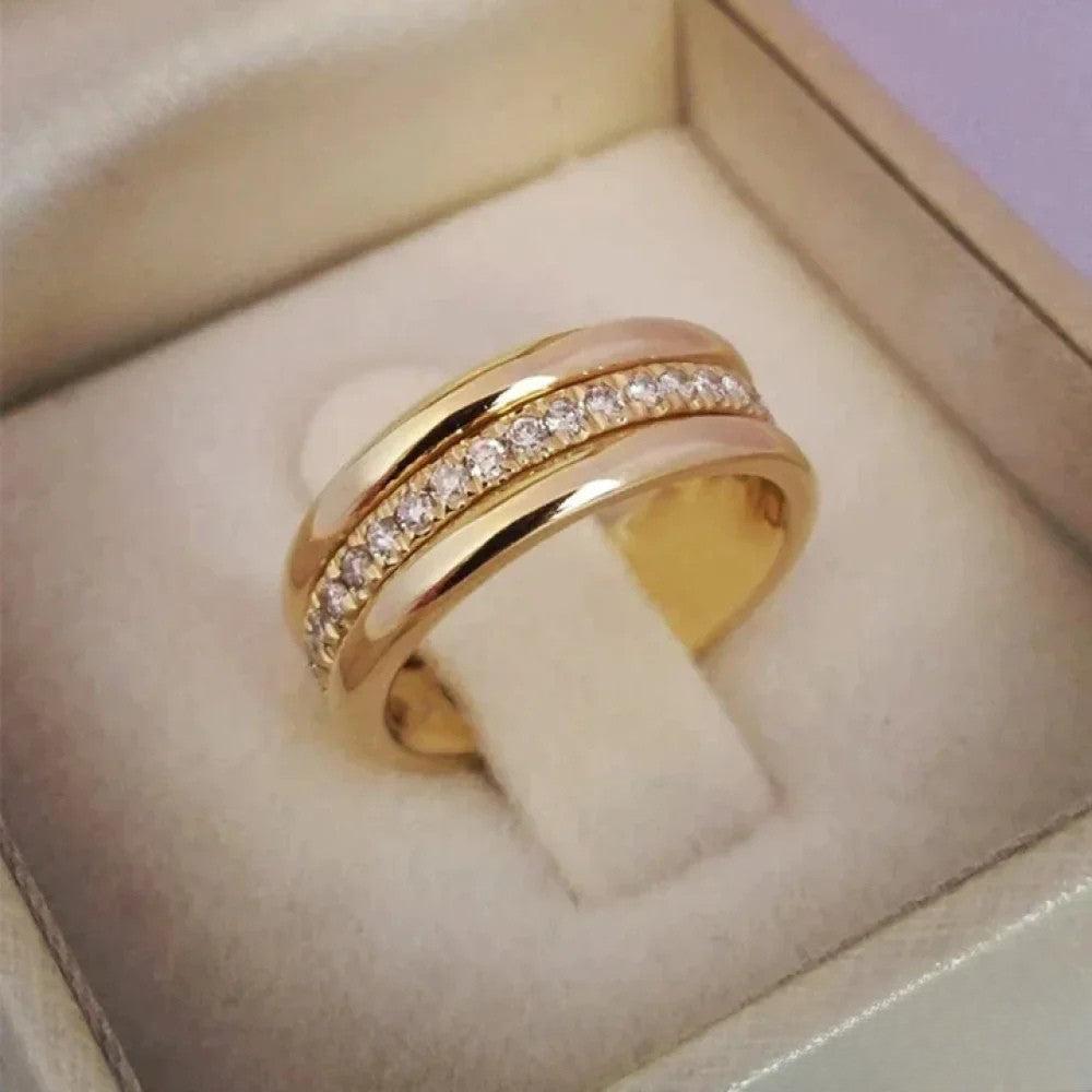 Luxury Two Tone Zirconia Stone Ring - Luxivelle