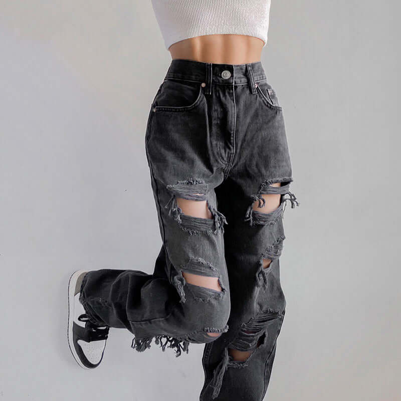 Distressed Frayed Hem Women's Jeans