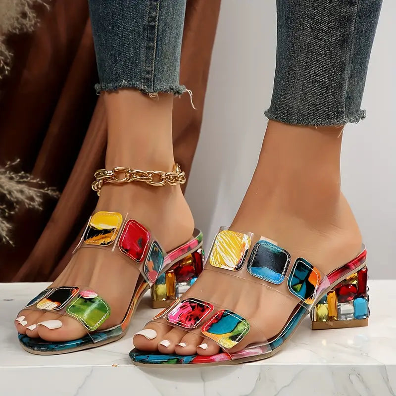 Colorful Two-Buckle Summer Sandals