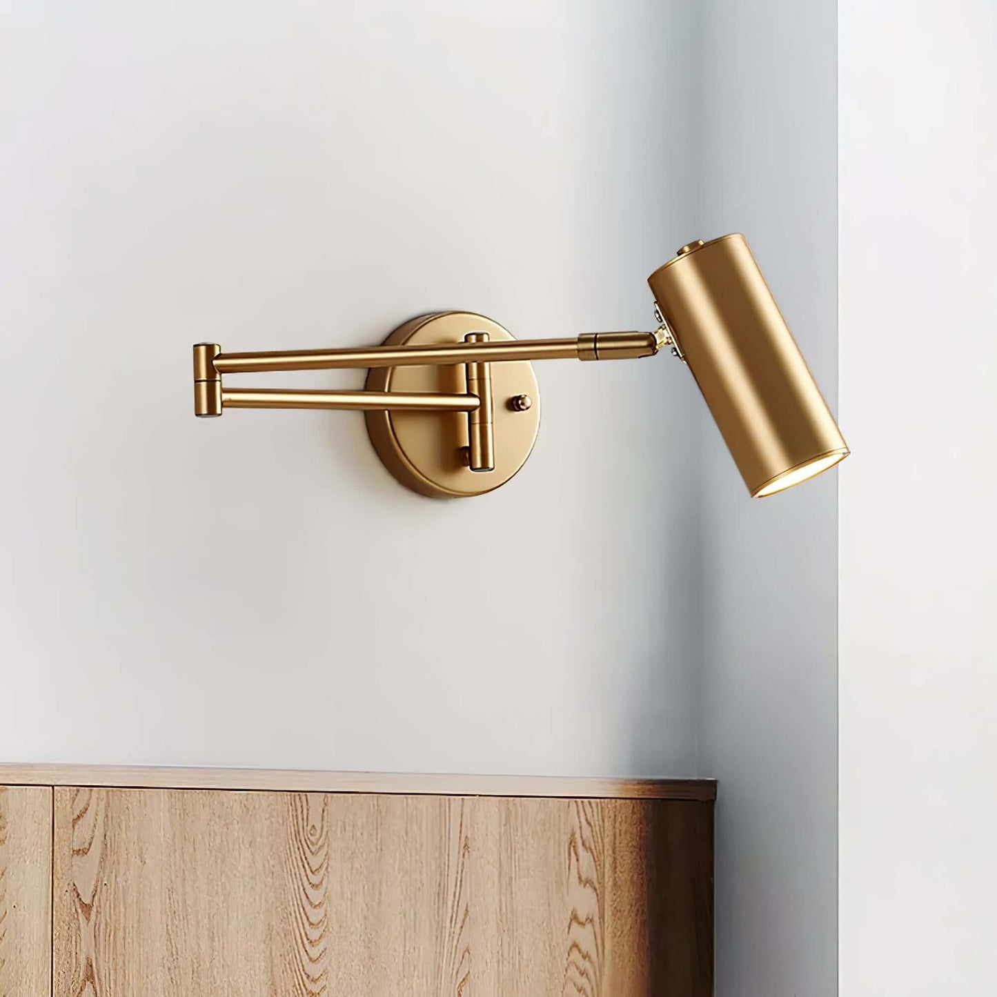 Flexible Brushed Steel LED Wall Light with Arm