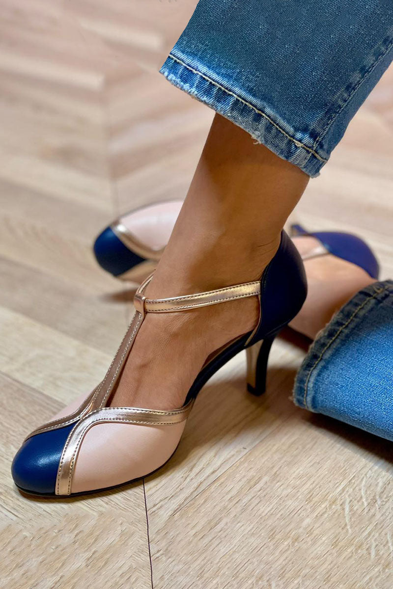 Vibrant Ankle Strap High Heels with Round Toe