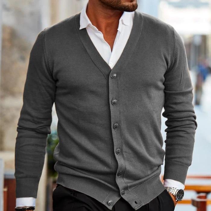 Simple Open Front Mens Cardigan Sweater