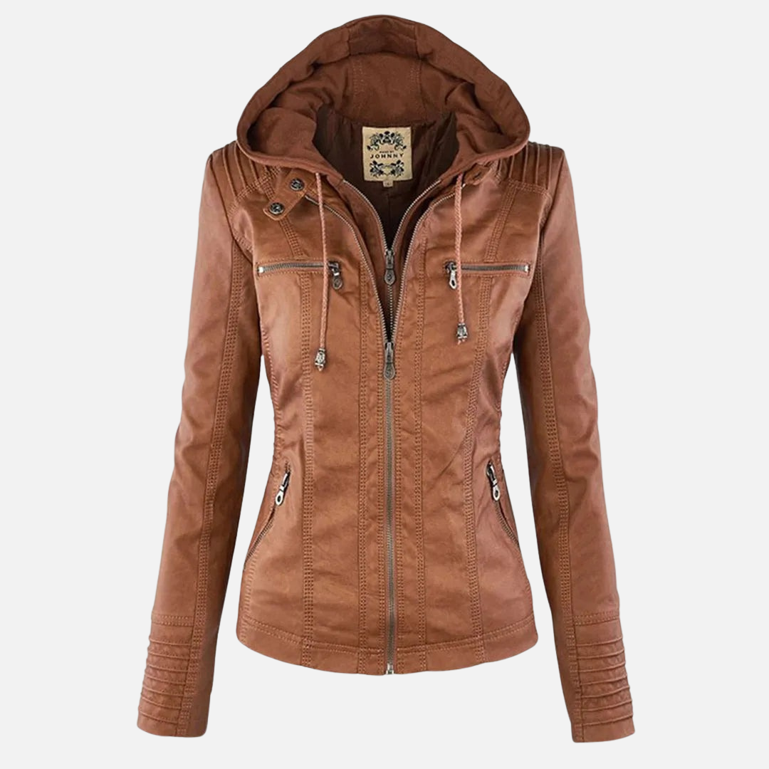 Women's Leather Hooded Utility Jacket