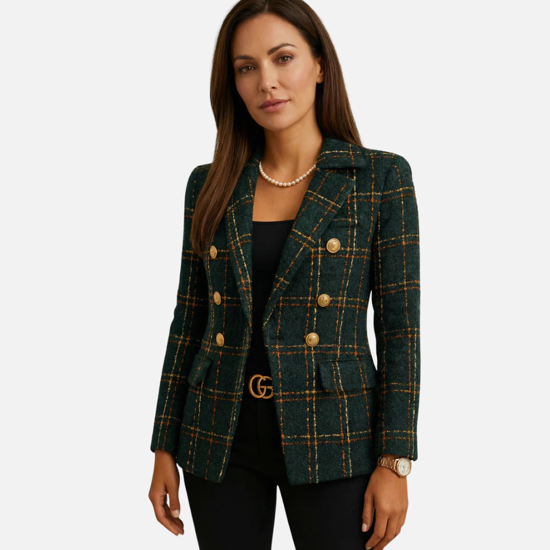 Zaras | Women's Plaid Double Breasted Blazer