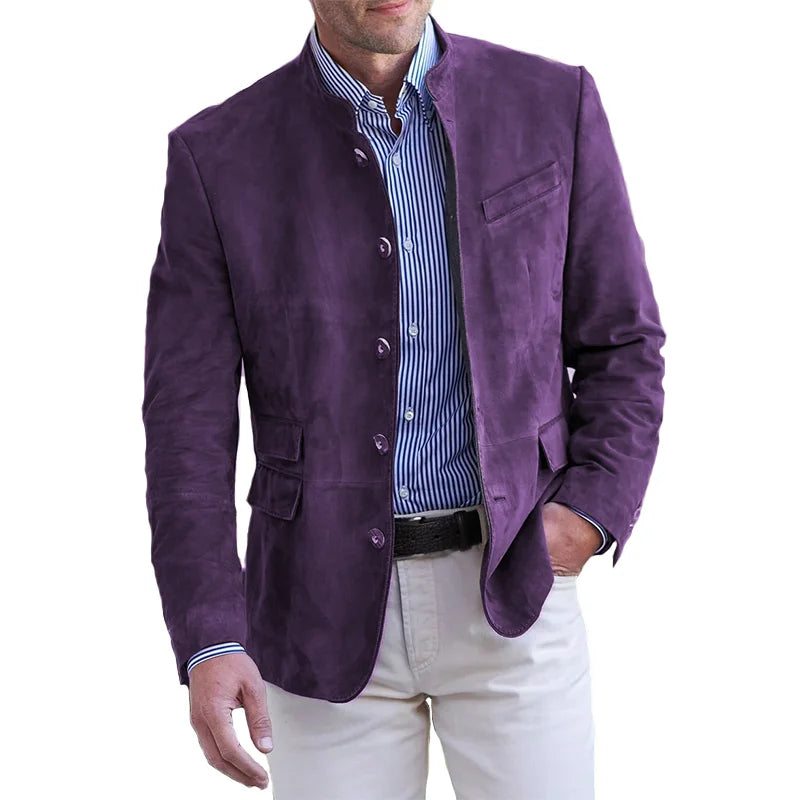 Slim Fit Mandarin Collar Mens Blazer Jacket