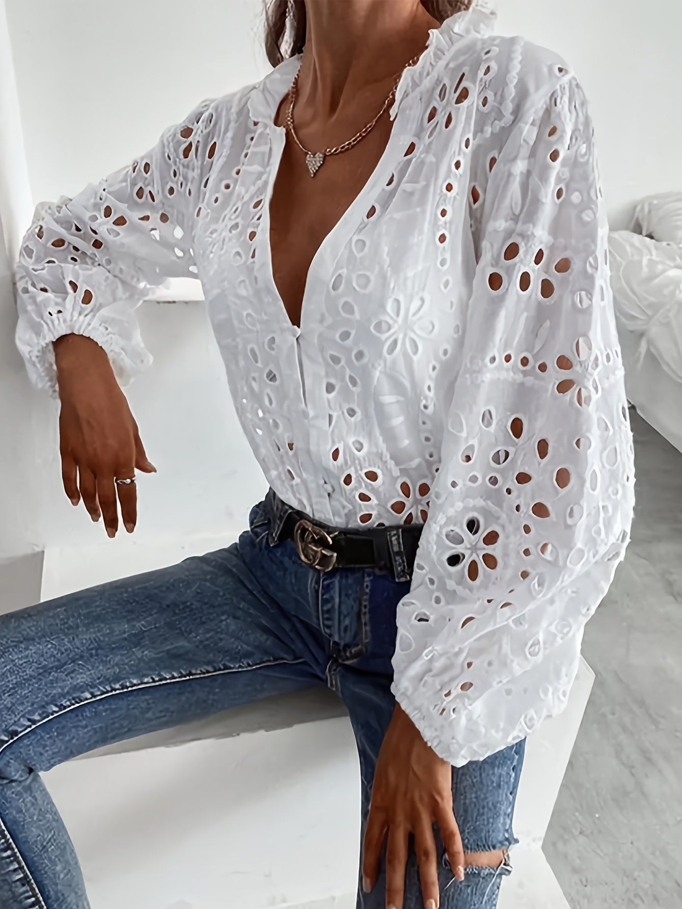 Elegant Detailed Women's Long Sleeve Top