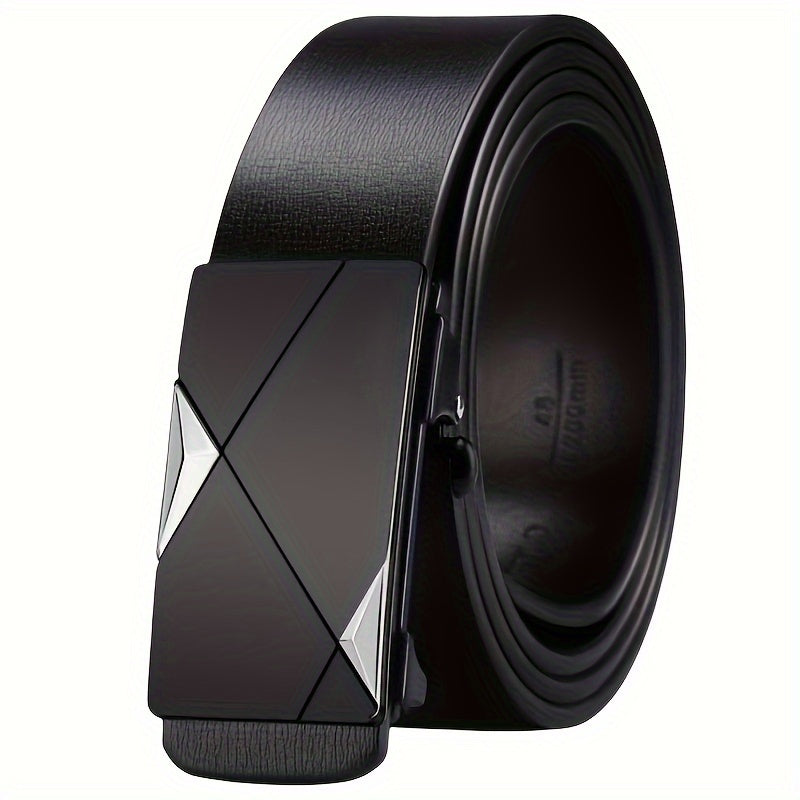 Real Leather Mens Belt with Silver Buckle