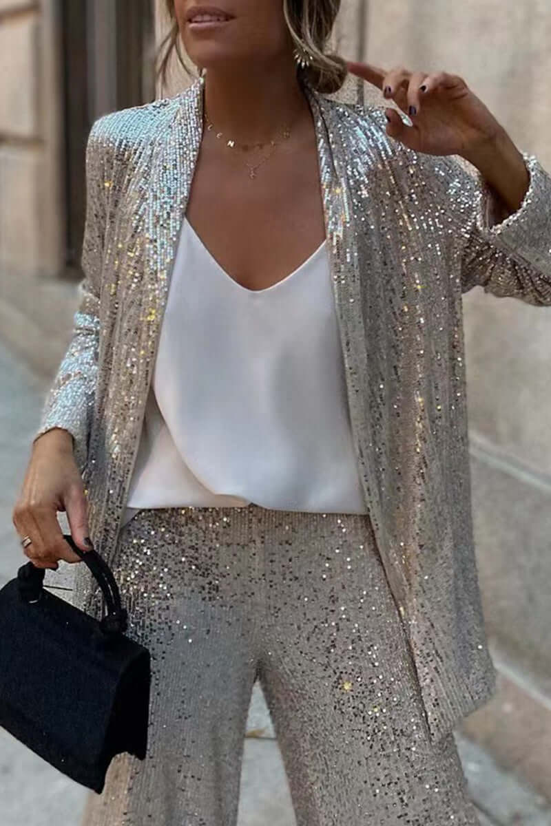 Glittering Formal Ladies Suit & Trousers Set