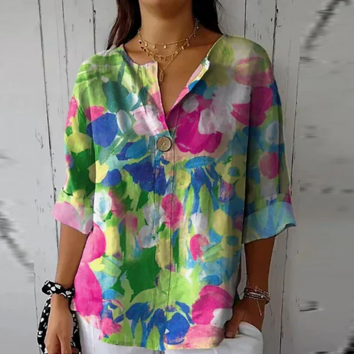 Elegant Flower Pattern Women's Blouse