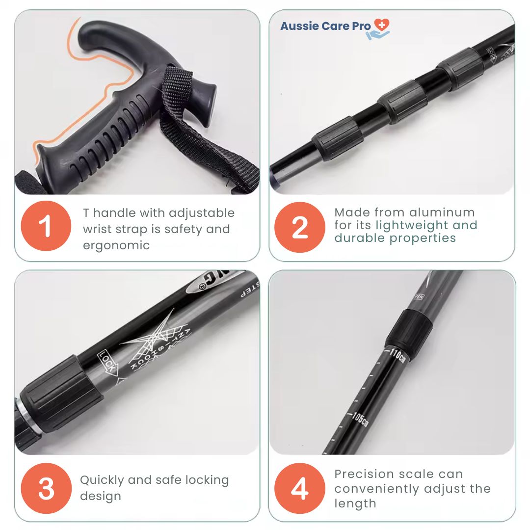 Compact Folding Walking Stick with Comfort Grip