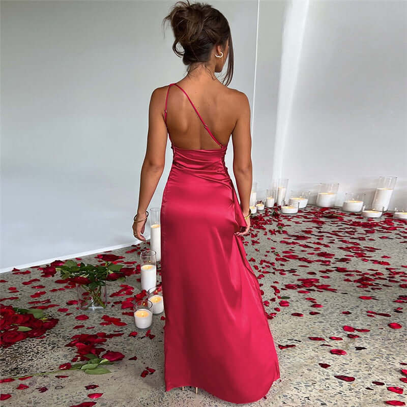Shiny Strapless Fitted Mid Length Party Dress