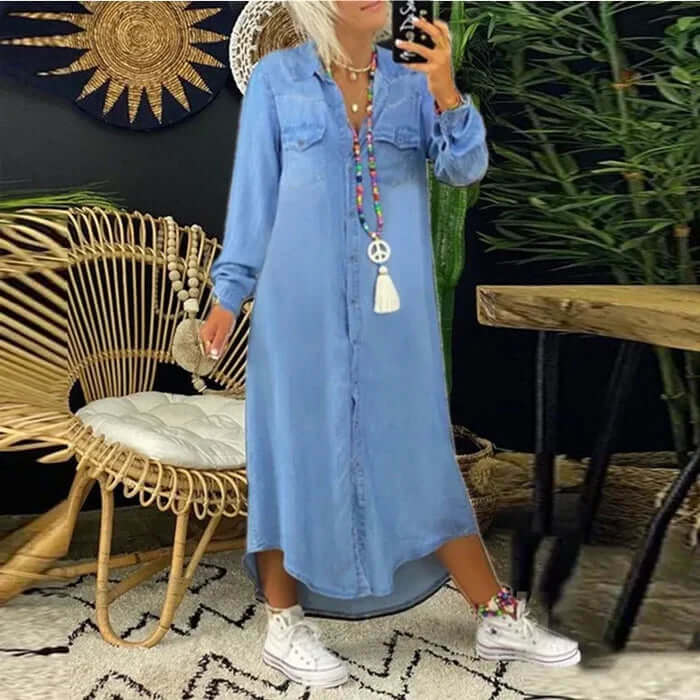 Relaxed Fit Blue Jeans Sundress