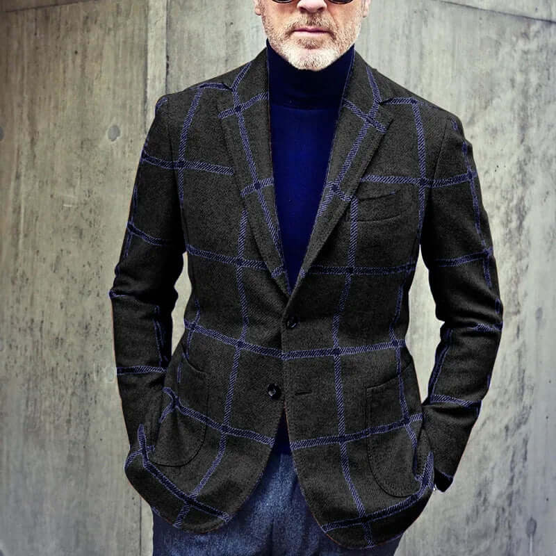 Classic Plaid Mens Suit Jacket