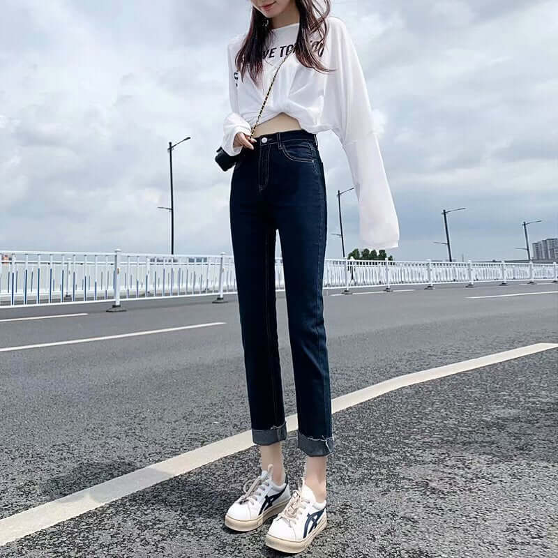 Fitted Elastic Straight Leg Women's Pants