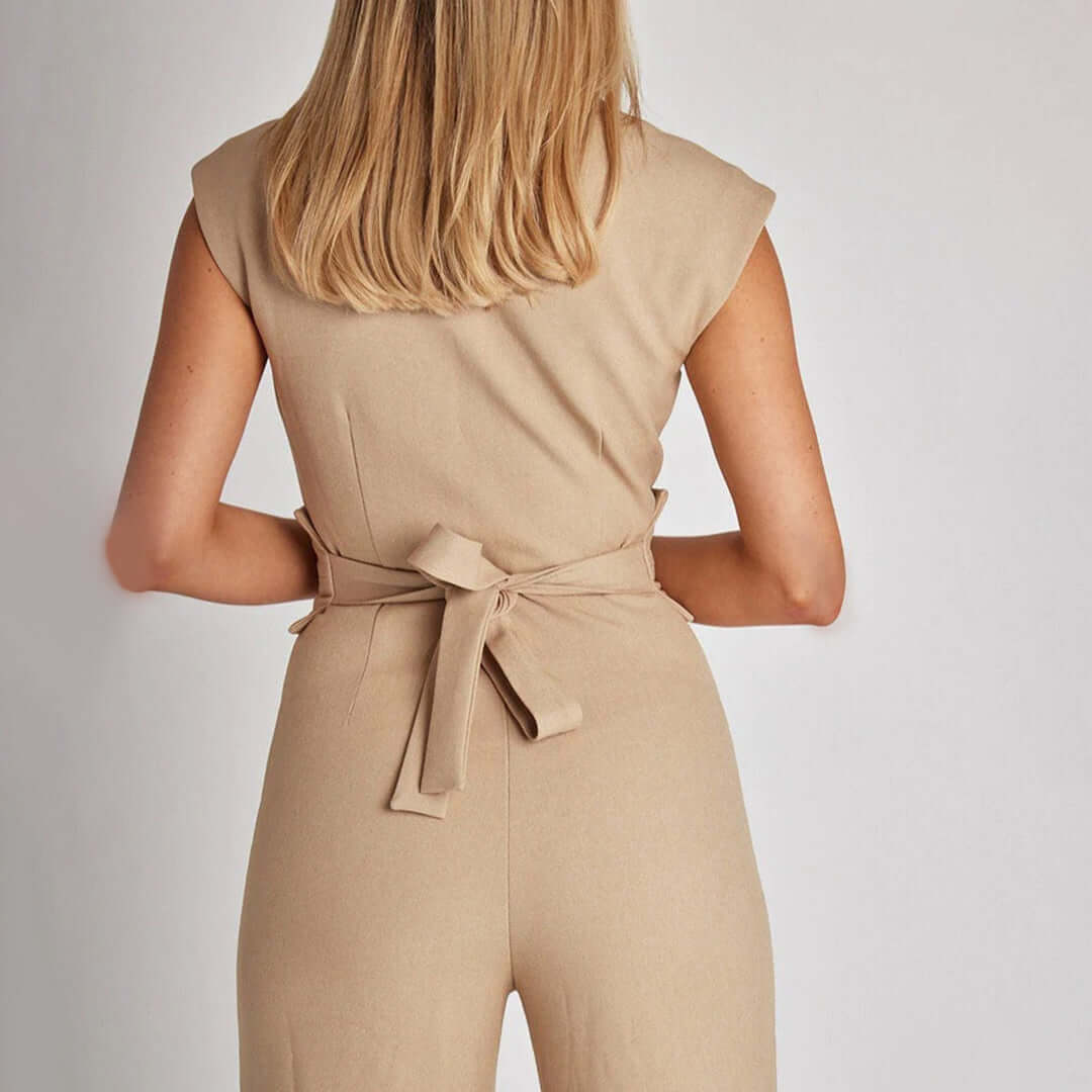 Strapless Flowy Pants Jumpsuit with Belt