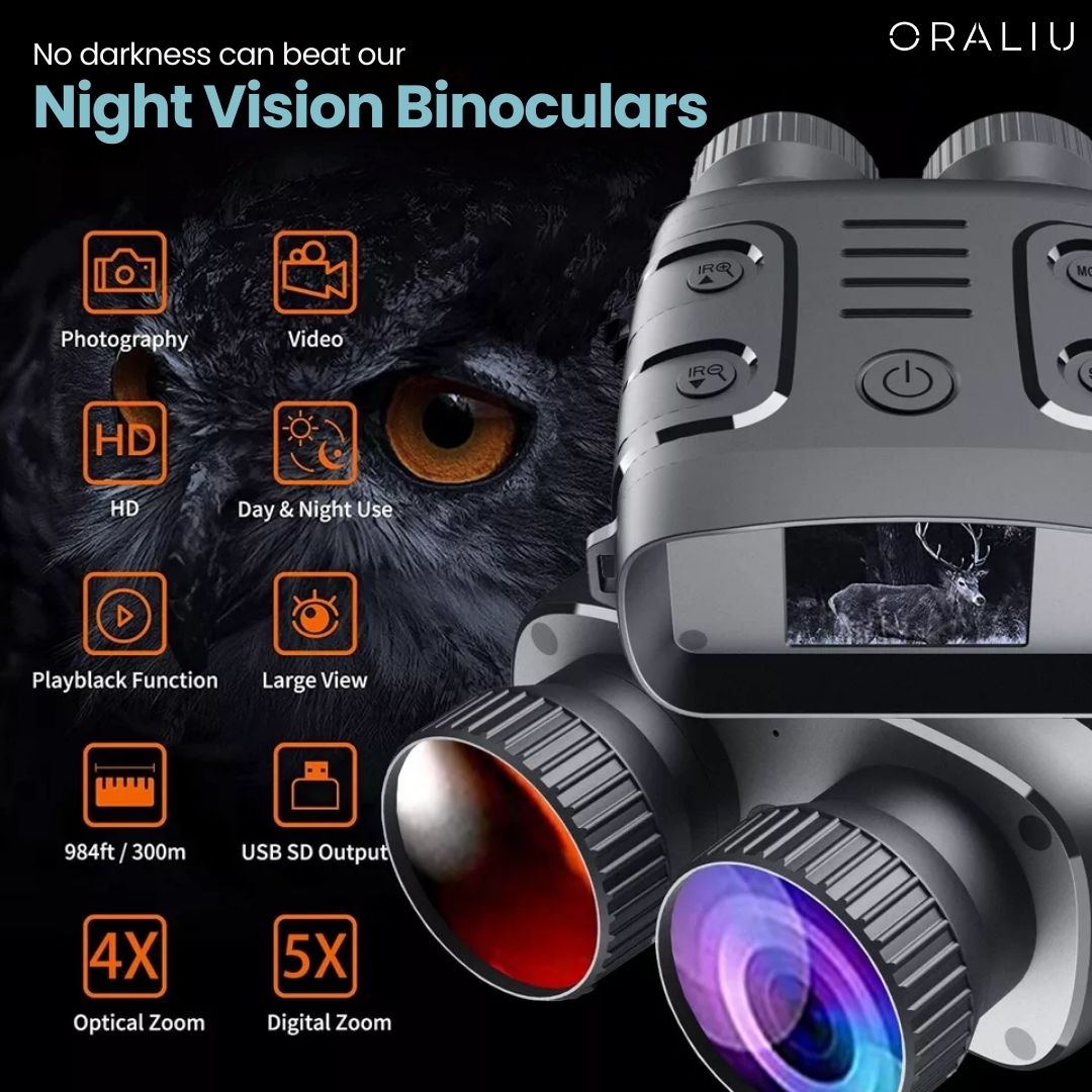 Clear Night Vision Binoculars with 5x Zoom and HD