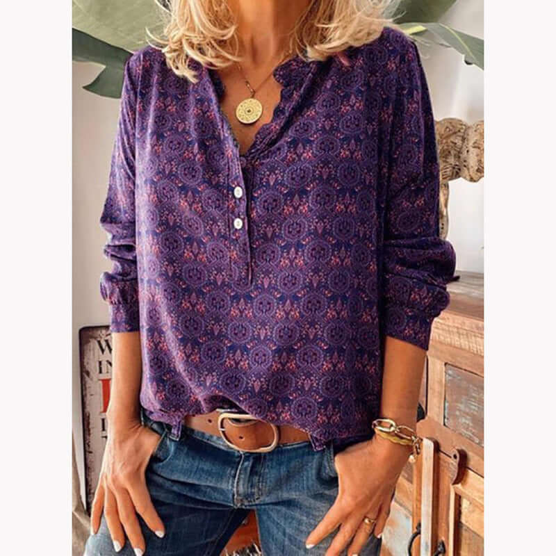 Trendy Women's Relaxed Fit Blouse with V Neckline