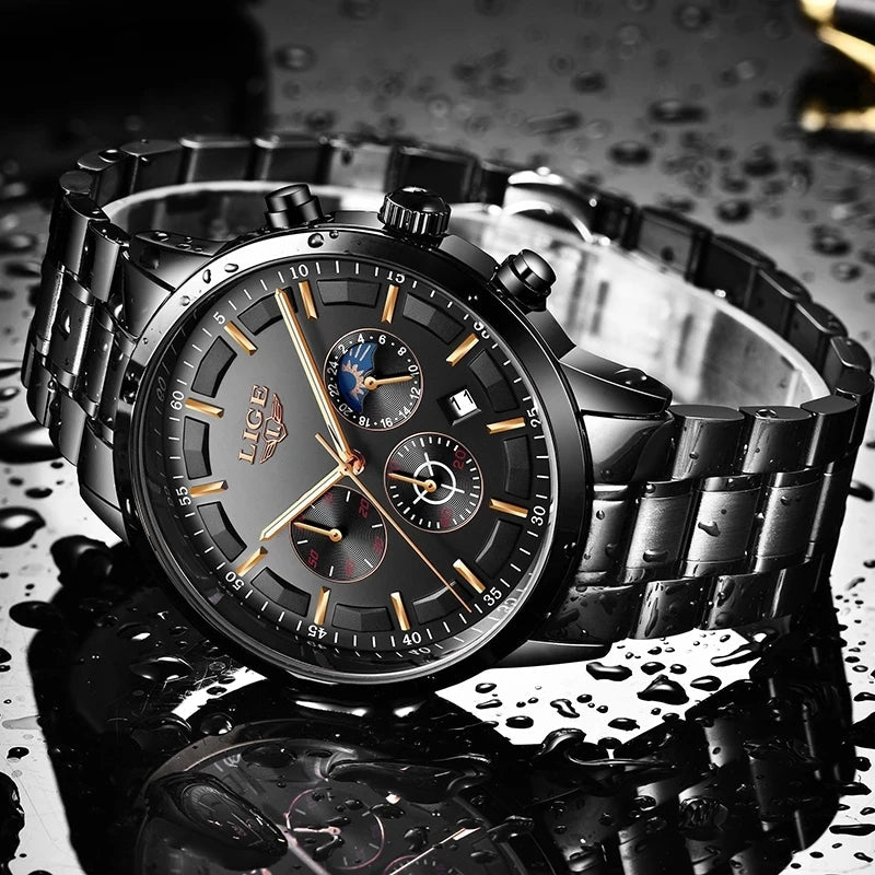 Tactical Black Metal Watch - Strong & Stylish