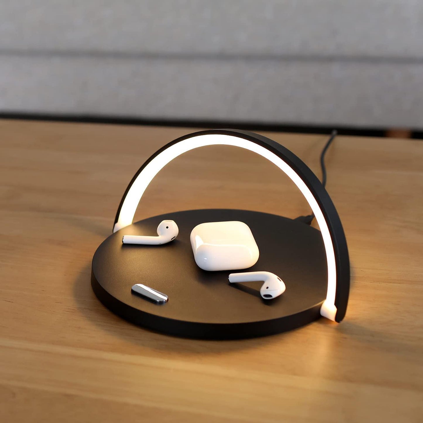 Compact 3-in-1 Wireless Charging Desk Lamp with Phone Holder