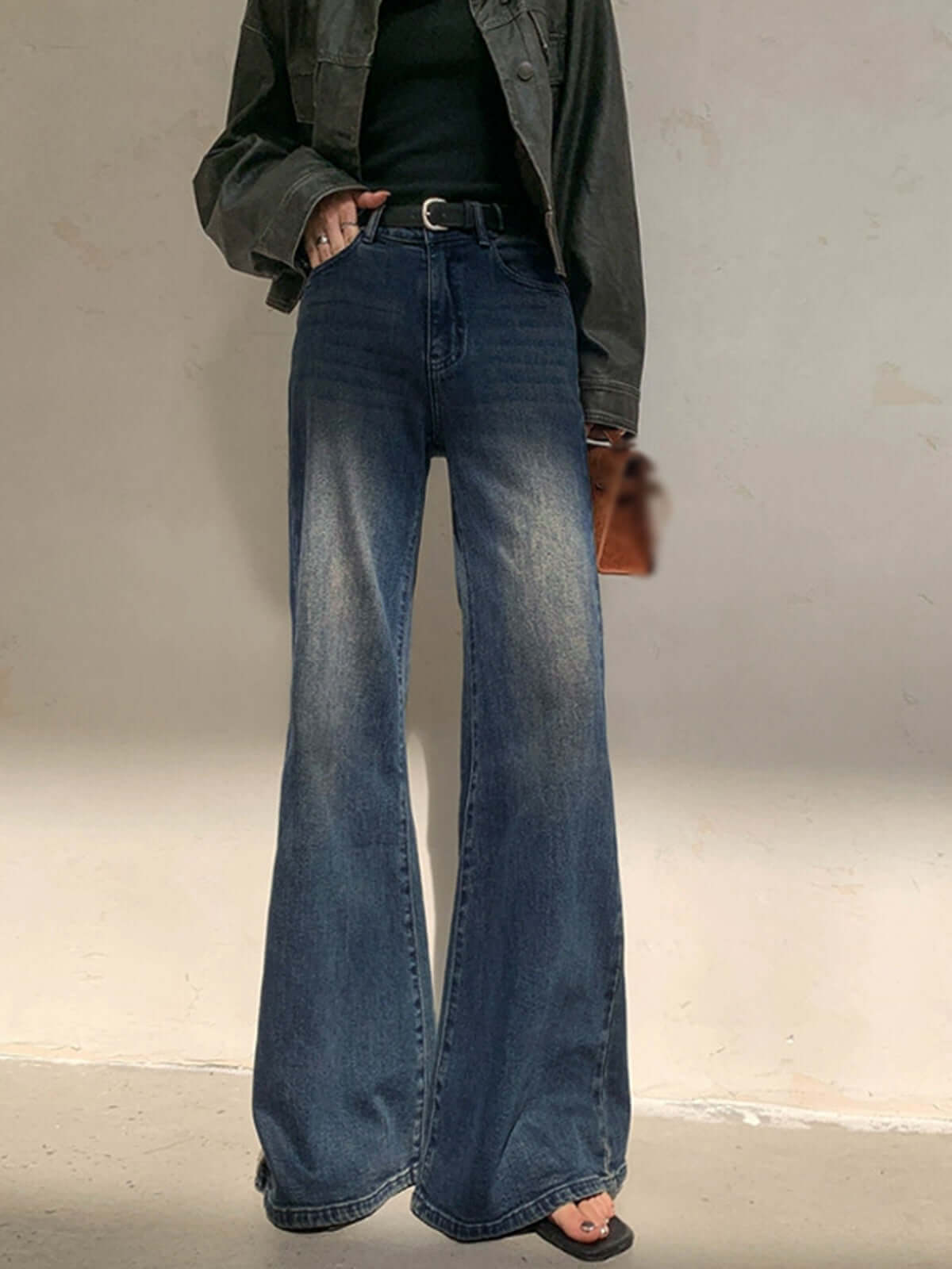 Ladies Loose Fit Retro High Waist Jeans