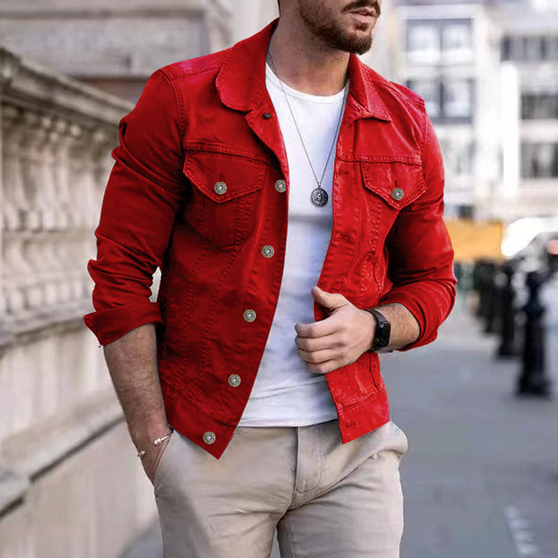 Simple Solid Colour Mens Jacket with Slim Fit