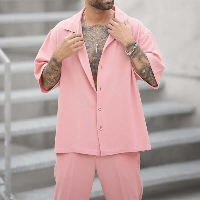 Relaxed Fit Casual Shirt and Pants Set